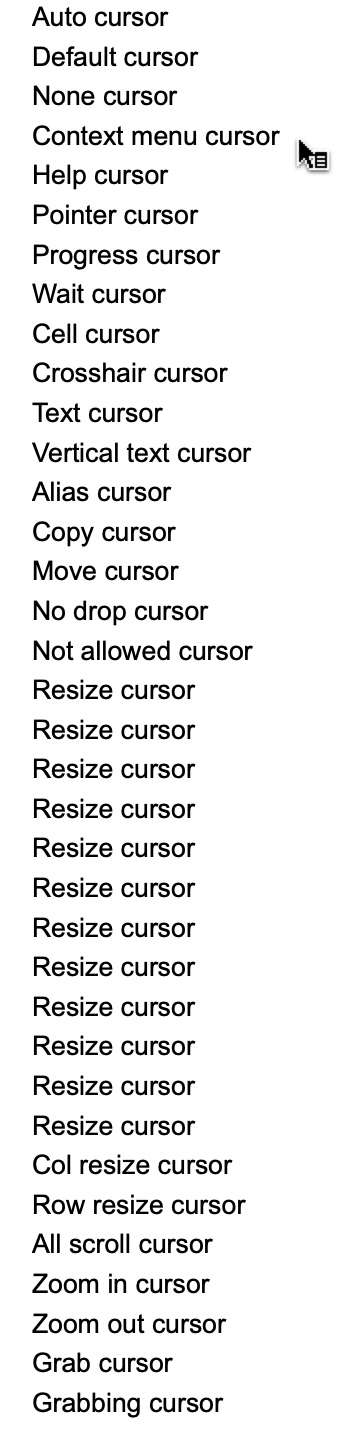 Cursors example