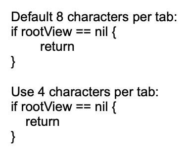 Tab size example
